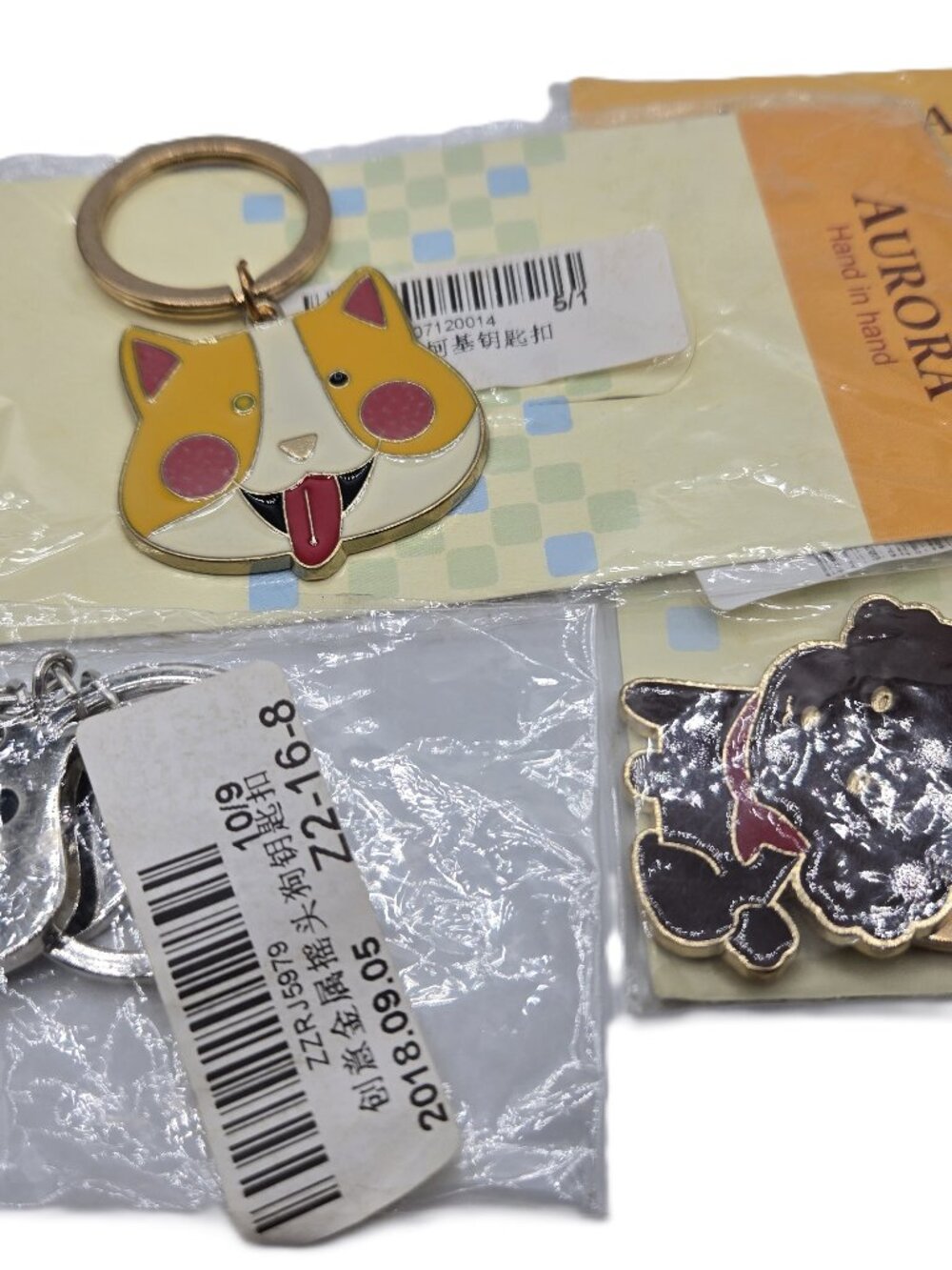 Comic Dogs Cat 3 Key Rings  Assorted Breeds K-9s Plastic Metal 1.5"  #9